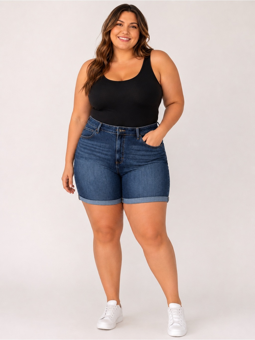 Lee Dark Blue Cuffed Denim Shorts